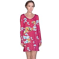 CowCow Womens Sleepwear Nightgowns Chinese Dragon Vintage Flowers Japanese Pattern Nightdress, XS-3XL