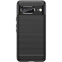 Shockproof Case for Google Pixel 8/8 Pro with Camera Lens Protector Carbon Fiber Decorative Panel Wire Drawing Texture (8 pro,Black)