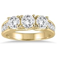 2 Carat TW Diamond Three Stone Ring in 14K Yellow Gold