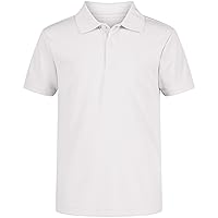 Boys' School Uniform Short Sleeve Polo Shirt, Button Closure, Moisture Wicking Performance Material