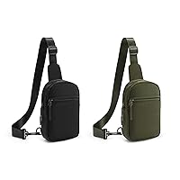 CHOLISS [Black+Green] Small Sling Bag for Women and Men, Crossbody Bags Trendy with Extended Strap, Lightweight Chest Bag