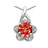 Tommaso Design Solid 14k White Gold Round 7 mm Flower Pendant Necklace