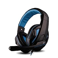 Gaming Headset, Bengoo Comfortable Wired PC Stereo Gaming Headset Headband Gaming On-Ear Headphones with Microphone Control Remote-Blue
