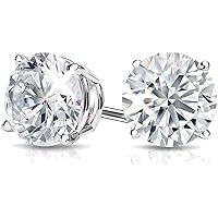 The Diamond Deal .05-1.00 Cttw Natural Round Solitaire Diamond Stud Earrings For Women Girl 14k Yellow or White or Rose/Pink Gold 4-Prong Basket Setting Stud Earrings With Push Backs (VS1-VS2 Clarity)