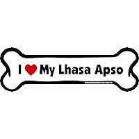 Bone Car Magnet, I Love My Lhasa Apso, 2-Inch by 7-Inch
