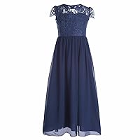 FEESHOW Big Girls Floral Lace Dress Chiffon Junior Bridesmaid Wedding Party Long Prom Gowns