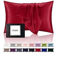 INSSL Silk Pillowcase for Women, Mulberry SIL Pillowcase for Hair and Skin and Stay Comfortable and Breathable During Sleep(Dark Red,Standard)