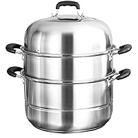 MANO Steamer Pot for Cooking 11.8 inch Steam Pots with Lid 2-tier Stainless Steel Steaming Pot Multipurpose Cookware with Handle for Vegetable, Dumpling, Stock, Sauce, Food