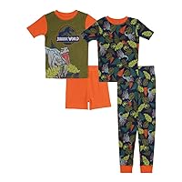 Jurassic World Boys' 4-Piece Snug-fit Cotton Pajamas Set