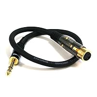 Monoprice 104767 1.5-Feet Premier Series XLR Female to 1/4-Inch TRS Male 16AWG Cable gold