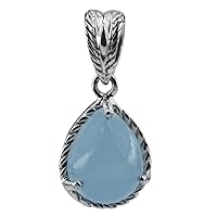 Stunning Milky Aquamarine Natural Gemstone Pear Shape Pendant 925 Sterling Silver Jewelry