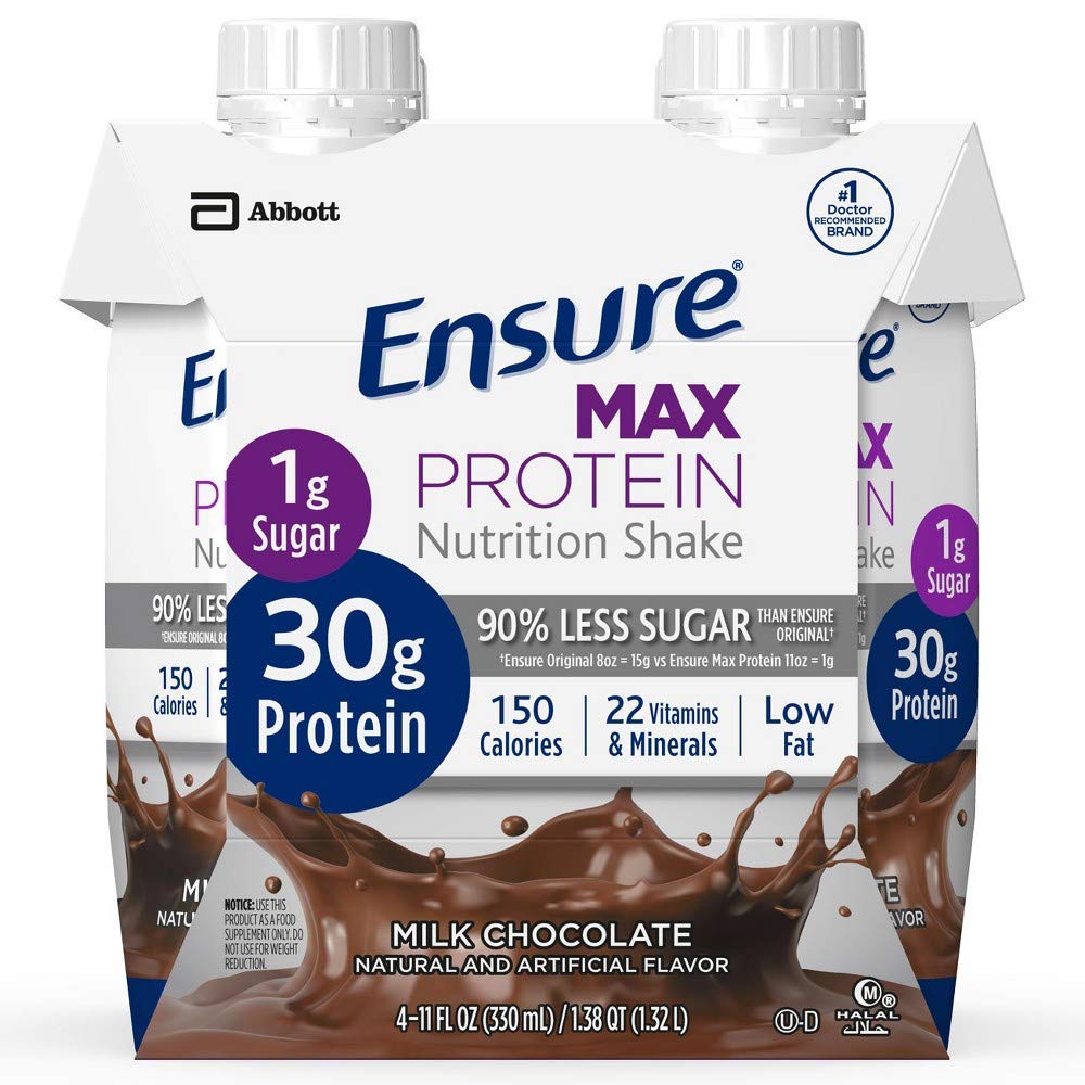 Ensure Max Protein Nutrition Shake, Milk Chocolate 4 Little Cartons (Pack of 2)