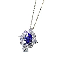 LZSDS Silver Pendant Necklaces Oval Sapphire Gemstone Wedding Anniversary Fine Jewelry Female Gifts