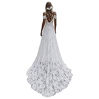 Tsbridal Bohemia Mermaid Wedding Dresses Lace Bridal Dresses Beach Garden Ivory Bridal Gowns with Pocket