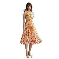 Dresses for Women - Linen Gathered Flowy Dress