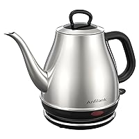 Electric Gooseneck Kettle, 1L 1500W Fast Boil, 100% Stainless Steel BPA Free Pour-Over Coffee & Tea Kettle, Water Boiler with Auto Shut & Boil-Dry Protection, Silver