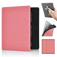 Case for 7'' Kindle Oasis Fabric Cover 10th Generation - 2019 Release [Model No: S8IN40] with Hand Strap & Auto Sleep/Wake, Slim PU Leather Protective Covers ONLY Fit Kindle Oasis 2019 E-Reader,Pink
