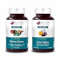 MK Kidney Detox Cleanse Purifier, Gokhru Patharchata Ganoderma + Liver Detox Cleanse Purifier Milk Thistle Silymarin Dandelion Glutathione - 60+60 Veg Tablets