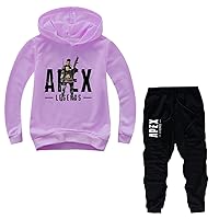 Kid Boy Girl Cozy Sweat Suit APEX Legends 2Pcs Outfit-Graphic Hoodie Pullover Tops+Long Pants Set(2-14Y,6 Colors)