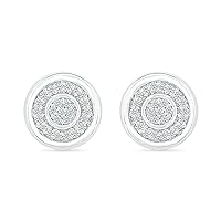 DGOLD Sterling Silver Round White Diamond Fashion Round Stud Earrings for women (1/10 cttw)