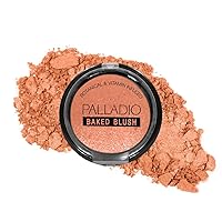 Palladio Baked Blush, Highly Pigmented Shimmery Formula, Easy to Blend & Highly Buildable, Apply Dry for a Natural Glow or Wet for a Dramatic Luminous Look, Long Lasting for All day Wear, Cho-Au-Lait