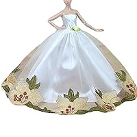 Flora Embroidery Doll Dress Doll Accessory White Wedding Dress for 11.8 inch Doll