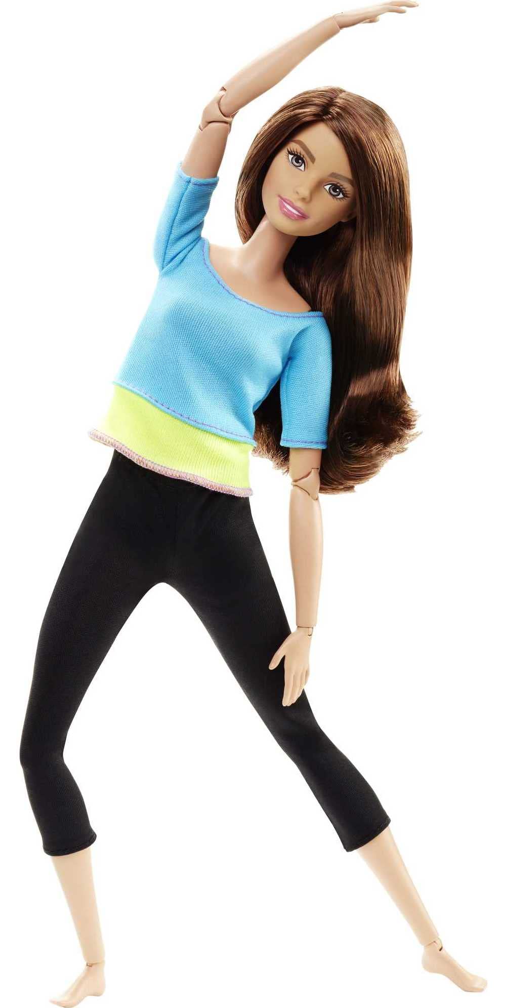 Barbie Made to Move Posable Doll in Blue Color-Blocked Top and Yoga Leggings, Flexible (Amazon Exclusive)
