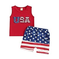 MoZiKQin Toddler Baby Boy 4th of July Outfit Sleeveless Stars Stripes Tank Top Shirt Shorts Fourth of July Clothes Set