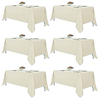 Fitable Ivory Tablecloths for 6-8 Foot Tables, 6 Pack - 70 x 120 Inches - Reusable and Washable Table Clothes, Polyester Fabric Table Covers for Wedding, Party, Banquet