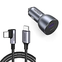 UGREEN Bundle USB C Car Charger 52.5W and 60W USB C to USB C Cable Right Angle 90 Degree Type C