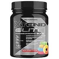 Scivation Xtend Elite Bcaa Powder Sour Gummy | Sugar Free Post Workout Muscle Recovery Drink with Amino Acids | 7g bcaas for Men & Women | 30 Servings