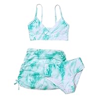 Teen Swimsuits Girls Fashion 3 Piece Swimsuit Floral Print Girl Bathing Suit Beach Bikini Swimsuit with Beach Cover Up
