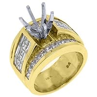 14k Yellow Gold Princess Baguette Diamond Engagement Ring Semi Mount 3.45 Carats