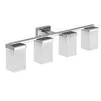 Moen YB8864CH 90 Degree 4-Light Dual-Mount Bath Bathroom Vanity Fixture with Frosted Glass, Chrome