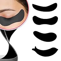 LLBA 8 Pcs Reusable Silicone Eye Pads (Black, 4 Styles), Silicone Under Eye Patches Lash Lift Cover Eyelash Extension