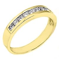 14k Yellow Gold .50 Carats Princess Cut 8-Stone Diamond Wedding Band