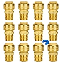 12-Pack Straight Connector Plumbing Fitting, Male Adapter 1/2 Inch by 1/2 Inch Push Fit PEX Fittings with Disconnect Clip, Push-to-Connect Copper, CPVC, No Lead Brass Pipe Fittings