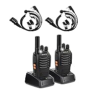 Retevis H-777 Rechargeable Walkie Talkie(Black, 2 Pack) Bundle with Earpiece(2 Pack),Mini 2 Way Radios Long Range,Portable FRS Two Way Radios with LED Flashlight,Earpiece with Mic,Volume Adjustment