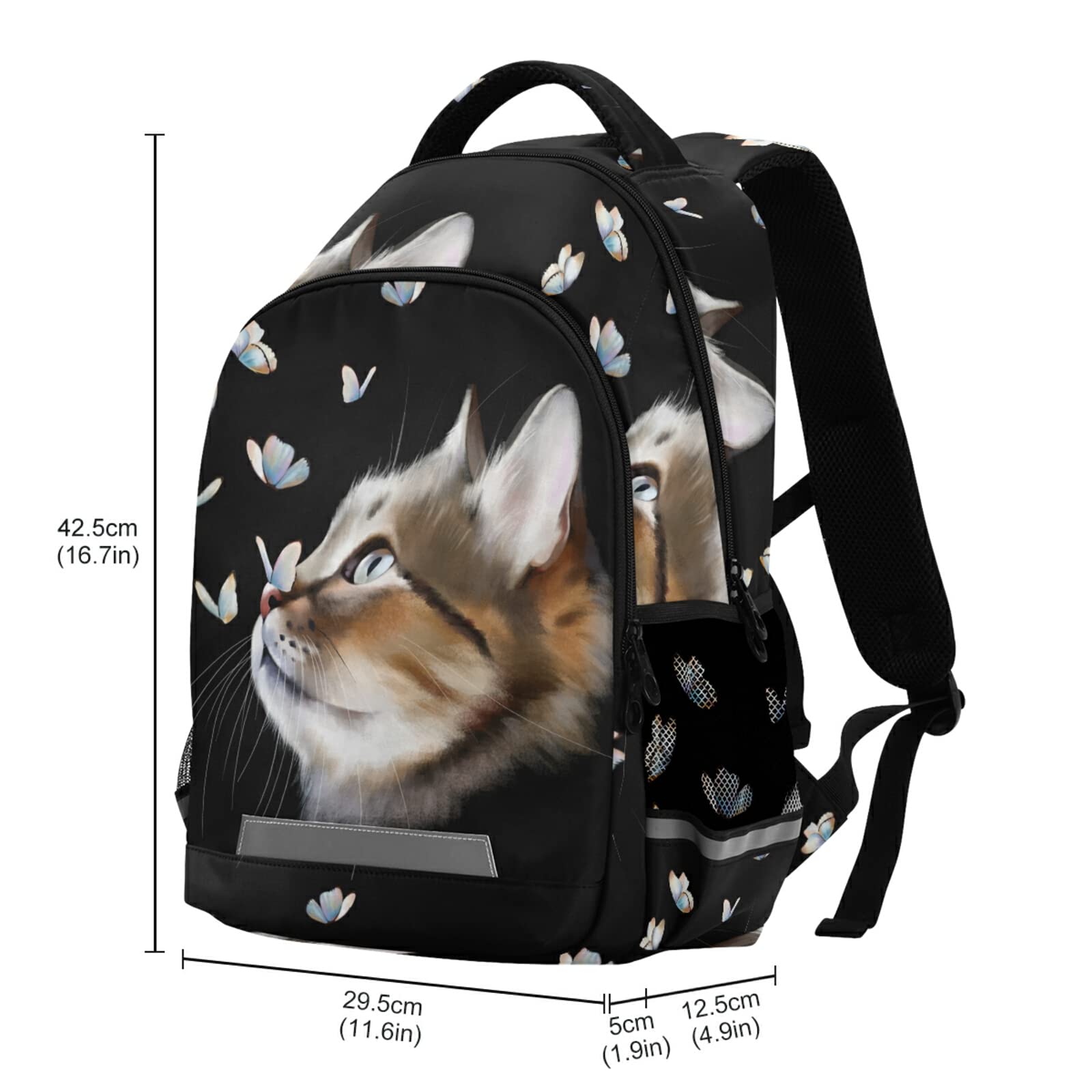 ALAZA Cute Kitty Cat With Butterfly Backpacks Travel Laptop Daypack School Book Bag for Men Women