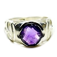 Natural Amethyst 925 Silver Rings for Men Feburary Birthstone Oval Cut Handmade Jewelry Size 4-13