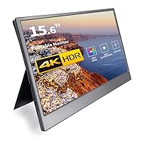 Portable Monitor 4K 15.6 Inch, 100% RGB Ultra HD 3840x2160 USB C HDMI External Second Monitor for Laptop, MacBook, PS5, PS4, Xbox, Switch, Built-in Speaker, with Cover Stand