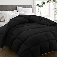 All Season King Size Bed Comforter - Cooling Down Alternative Quilted Duvet Insert with Corner Tabs - Winter Warm - Machine Washable - Black