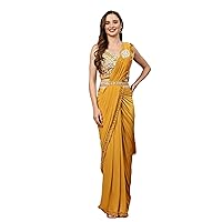 Indian Fancy Pre Pleated One Minute Ruffled Saree Ready To Wear Sari 6063
