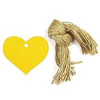 Wrapables 50 Gift Tags/Kraft Hang Tags with Free Cut Strings for Gifts, Crafts & Price Tags, True Heart (Yellow)