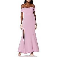 Dress the Population Women's Logan Off Shoulder Sweetheart Bodycon Long Gown Dress W Slit