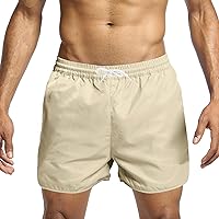 Mens Beach Shorts Casual Drawstring Quick Dry Summer Shorts Elastic Waist Running Gym Shorts Workout Tennis Pants