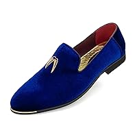 MHB Men's Multiple Colors Velvet Loafer Slip-on Tuxedo Dress Shoes Glitter Suede Smoking Slipper