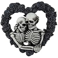 Halloween Skull Couple Wreath Black Rose Pendant Decoration House Number Gothic Heart-Shaped Rose Wreath,for Front Door Decor Wreath,Wall Decor (7.87) Halloween Wreaths