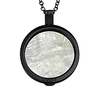 Quiges 90cm Necklace Stainless Steel Set with Pendant and 33mm Large Iridescent Shell Coin