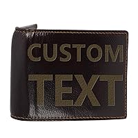 Custom Engraved Wallet - Add Your Text Here CP07 - Genuine Soft Cowhide Bifold Leather
